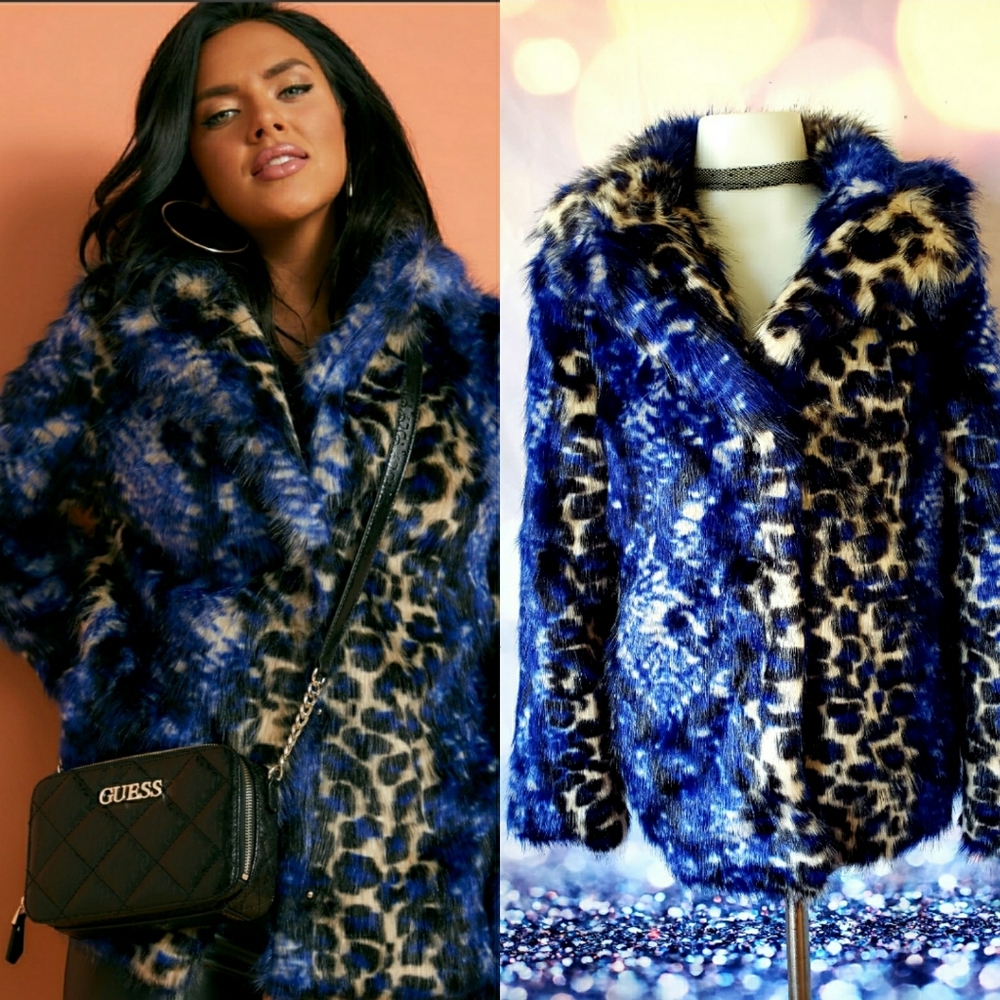 Guess Wild Kingdom Faux Fur Coat